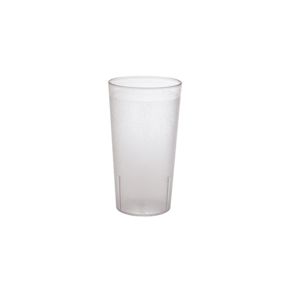 Vaso 12.6 onzas, diámetro superior 7.46cm, resistente al impacto, bordes para apilar en el interior, exterior texturizado, resistente a los rayones. Marca Cambro Modelo 1200P