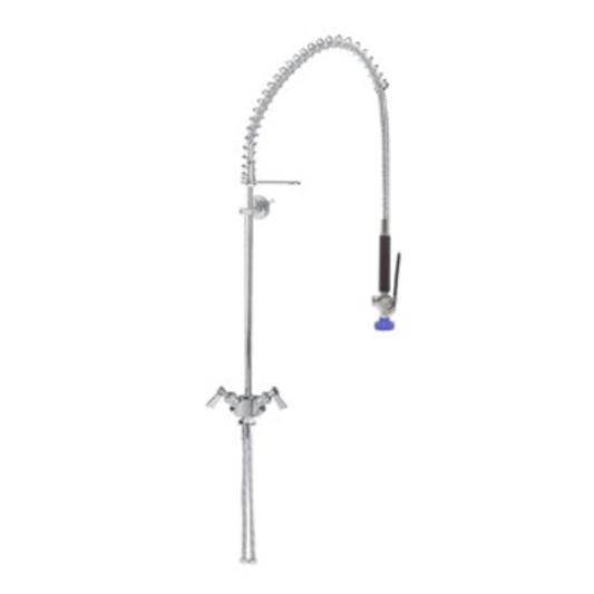 Manguera de prelavado Fisher modelo 2110-1WB. Plataforma simple doble válvula de control, con latiguillo cuello de ganso flexible, 53.34cm peldaño de pared