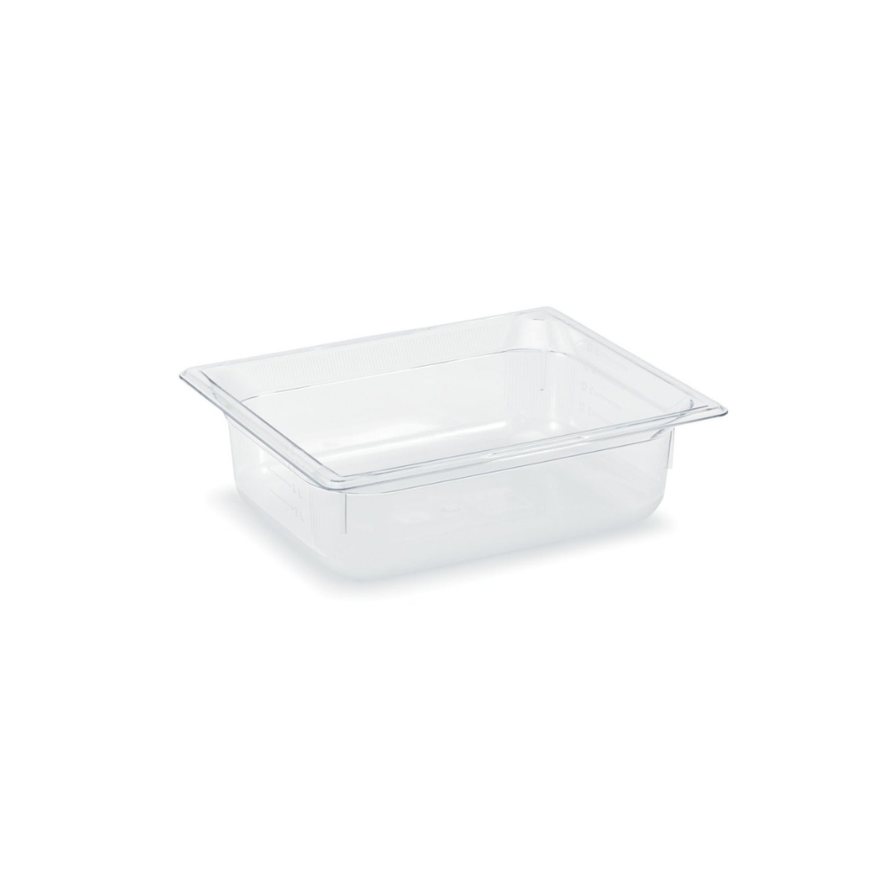 Bandeja policarbonato para baja temperatura transparente plástico Super Pan.  1/2 GN ,  2.5 " de prof. Marca Vollrath Modelo 8022410
