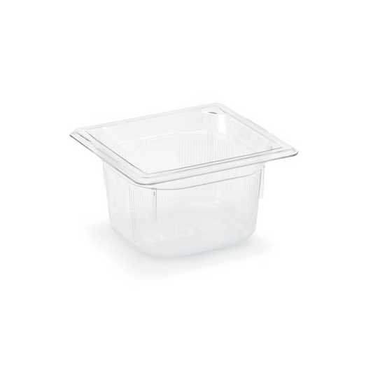 Bandeja/Inserto de plástico transparente de policarbonato 1/6 GN. 2.5" de profundidad. Marca Vollrath Modelo 8062410