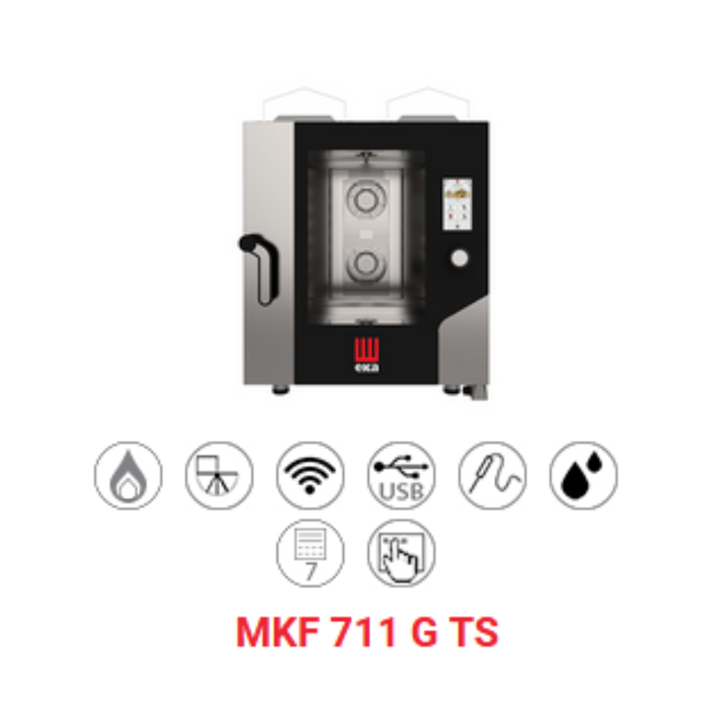 MKF711GTS HORNO DE GAS COMBINADO DE CONVECCIÓN Y VAPOR DE 7 BANDEJAS 1/1 GN CON PANTALLA TÁCTIL