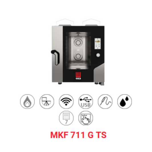 MKF711GTS HORNO DE GAS COMBINADO DE CONVECCIÓN Y VAPOR DE 7 BANDEJAS 1/1 GN CON PANTALLA TÁCTIL