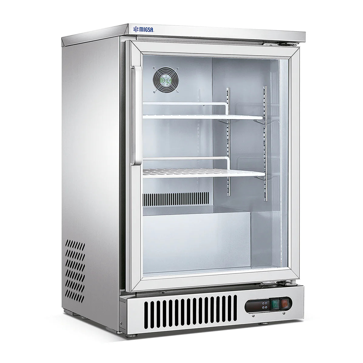 SG160. REFRIGERADOR CONTRABARRA DE 1 PUERTA DE CRISTAL DE 160 LTS.